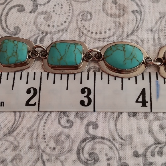Silver and Turquoise Mexico ATI 925 Bracelet - Picture 6 of 7